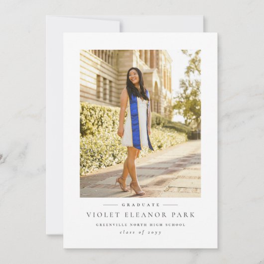 Invitation Diplôme photo classique simple (Devant)