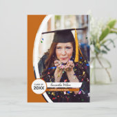 Invitation Diplôme photo de cadre courbe orange brûlé (Debout devant)
