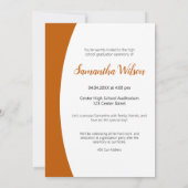 Invitation Diplôme photo de cadre courbe orange brûlé (Dos)