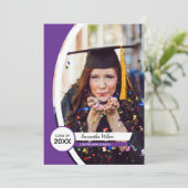 Invitation Diplôme photo de cadre courbé pourpre (Debout devant)