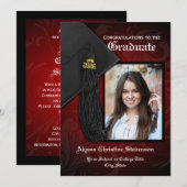 Invitation Diplôme photo de charme noir et rouge 2025 (Devant / Derrière)