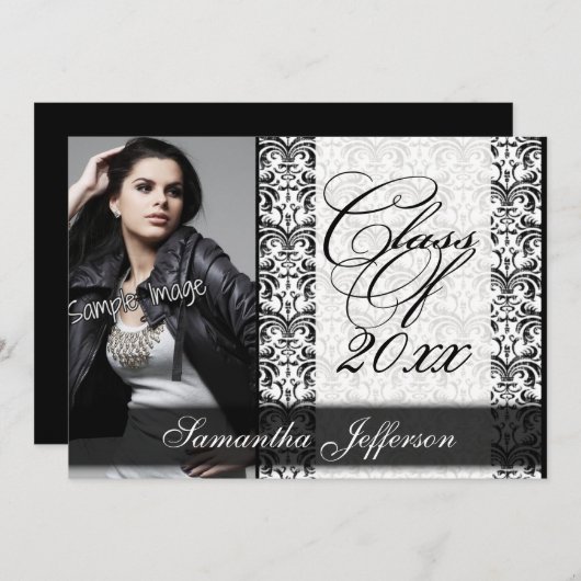 Invitation Diplôme photo de conception formelle blanche (Devant / Derrière)