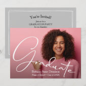 Invitation Diplôme photo de script chic (Devant / Derrière)