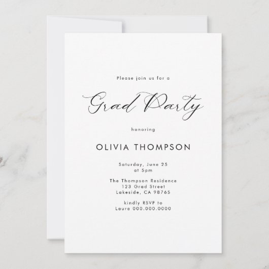 Invitation Diplôme photo de script féminin moderne (Dos)