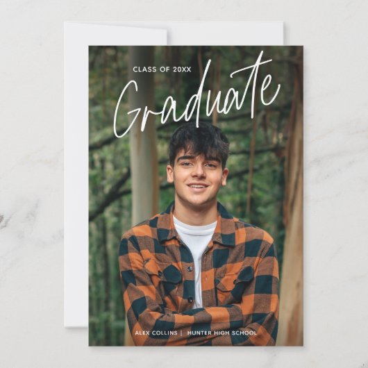 Invitation Diplôme photo manuscrit de script (Devant)