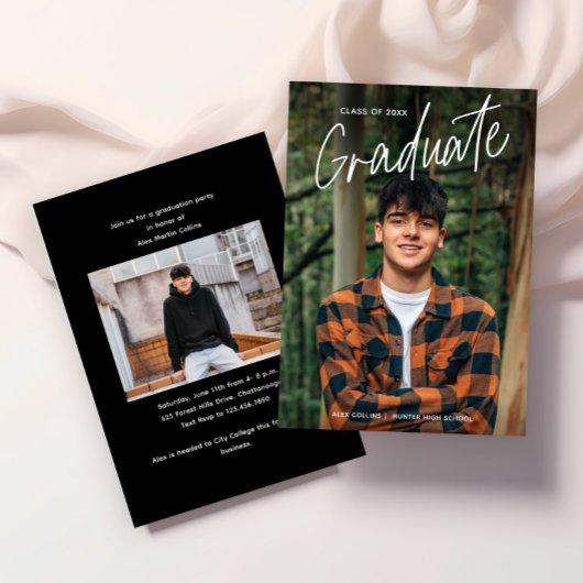 Invitation Diplôme photo manuscrit de script