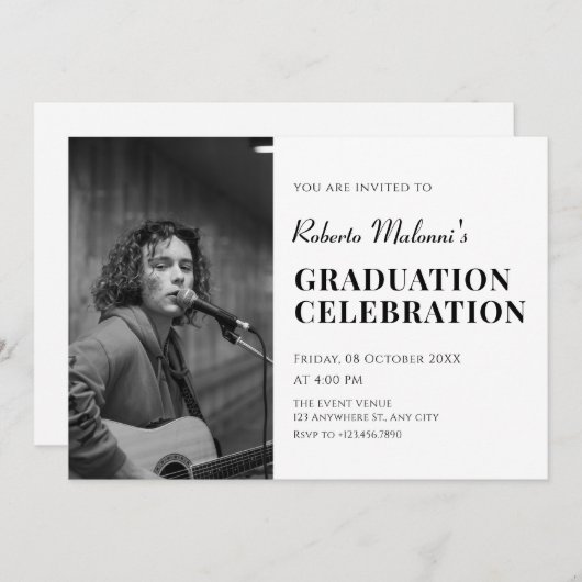 Invitation Diplôme photo minimaliste moderne (Devant / Derrière)