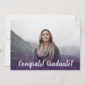 Invitation Diplôme photo minimaliste violet moderne (Dos)