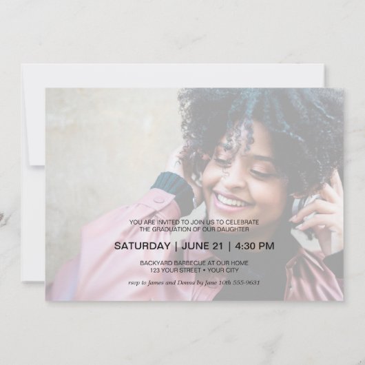 Invitation Diplôme photo moderne (Dos)