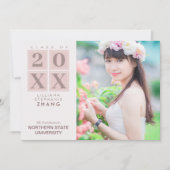 Invitation Diplôme | Photo moderne Carré rose pâle (Devant)