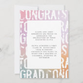 Invitation Diplôme photo moderne pastel arc-en-ciel rose girl (Dos)