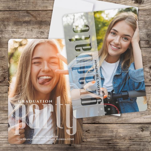 Invitation Diplômé Photo moderne Simple Typographie stylée