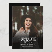 Invitation Diplôme photo noir (Devant / Derrière)