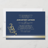 Invitation diplômé photo or tri-bande universitair (Dos)