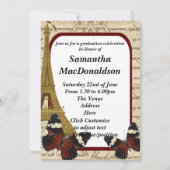 Invitation Diplôme photo Paris et papillons (Dos)