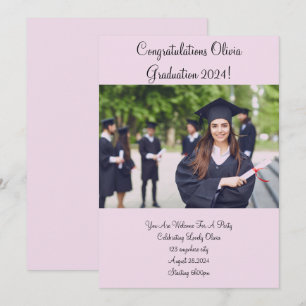 INVITATION DIPLÔME PHOTO PERSONNALISÉ FÊTE D'INVITATION ROSE