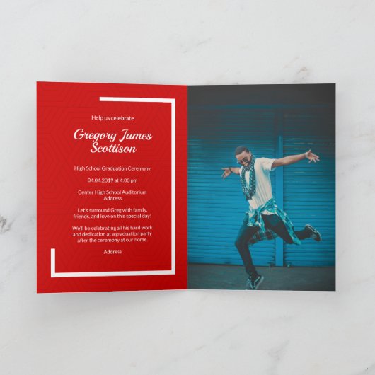 Invitation Diplôme photo Red Modern (Intérieur)