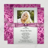 Invitation Diplôme photo rose et noir (Devant / Derrière)