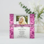 Invitation Diplôme photo rose et noir (Debout devant)