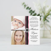 Invitation Diplôme photo rose hier et aujourd'hui (Debout devant)