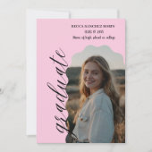 Invitation Diplôme photo rose vif (Devant)