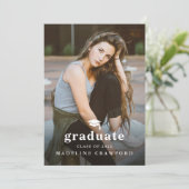 Invitation Diplôme photo simple Casquette (Debout devant)