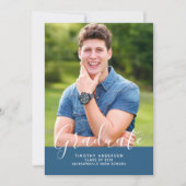 Invitation Diplôme photo simple et élégant vertical | Bleu (Devant)