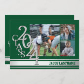 Invitation diplômé photo triple rayure universitai (Devant / Derrière)