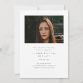 Invitation Diplôme Photo Vertical Moderne (Dos)