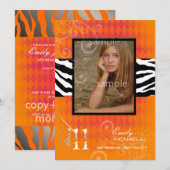 Invitation Diplômé PixDezines 2011, Arlequin Orange+Zèbre (Devant / Derrière)