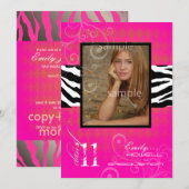 Invitation Diplôme PixDezines 2011, Arlequin rose vif (Devant / Derrière)