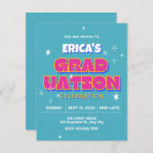 Invitation Diplôme pop rétro (Devant / Derrière)