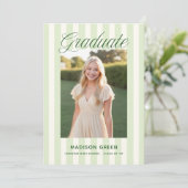 Invitation Diplômé Prépa Rayé Vert (Debout devant)