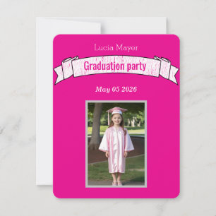 Invitation diplôme préscolaire -photo rose