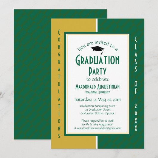 Invitation DIPLÔMÉ Professionnel de l'or vert (Devant / Derrière)