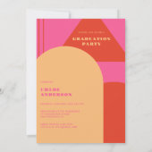 Invitation Diplôme Retro Arch Rose & Orange Photo (Dos)