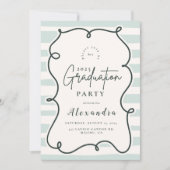 Invitation Diplôme Rétro Doodle Wavy Frame (Devant)