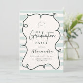 Invitation Diplôme Rétro Doodle Wavy Frame (Debout devant)