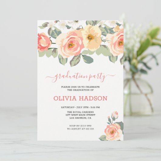 Invitation Diplômé Rose (Debout devant)