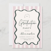 Invitation Diplôme rose Doodle Wavy Frame (Devant)