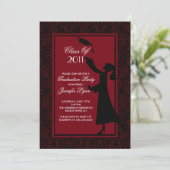 Invitation Diplômé rouge de silhouette d'invitation (Debout devant)