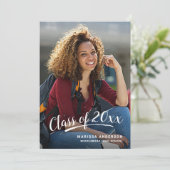 Invitation Diplôme - Script moderne 2 + photo de la fête (Debout devant)