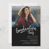 Invitation Diplôme - Script moderne 2 + photo de la fête (Dos)