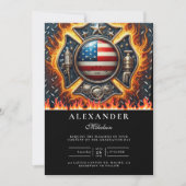 Invitation Diplômé senior sur le thème des pompiers (Devant)