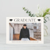 Invitation Diplôme simple 2 photos (Debout devant)