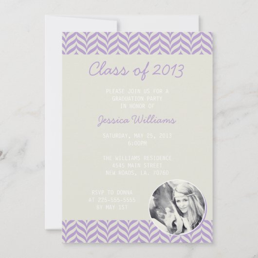Invitation Diplôme simple de Chevron| Violet (Dos)