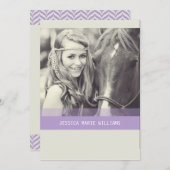 Invitation Diplôme simple de Chevron| Violet (Devant / Derrière)