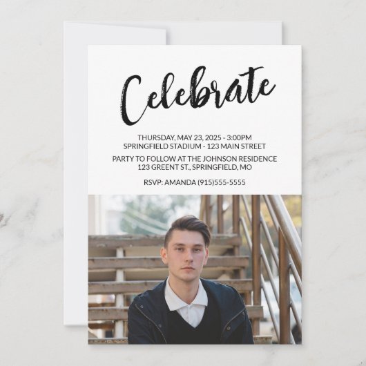 Invitation Diplôme simple de script photo (Devant)