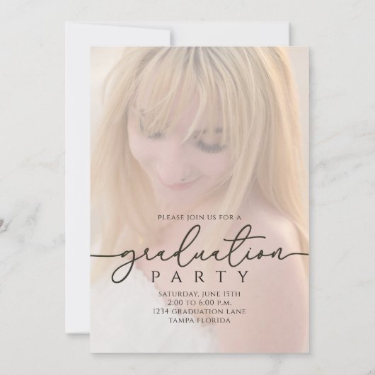 Invitation Diplômé Simple Design Moderne Typographie Or (Dos)