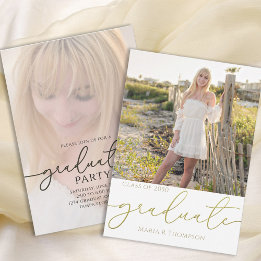 Invitation Diplômé Simple Design Moderne Typographie Or